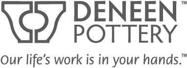 Deneen Pottery logo with the tagline "Our life's work is in your hands"