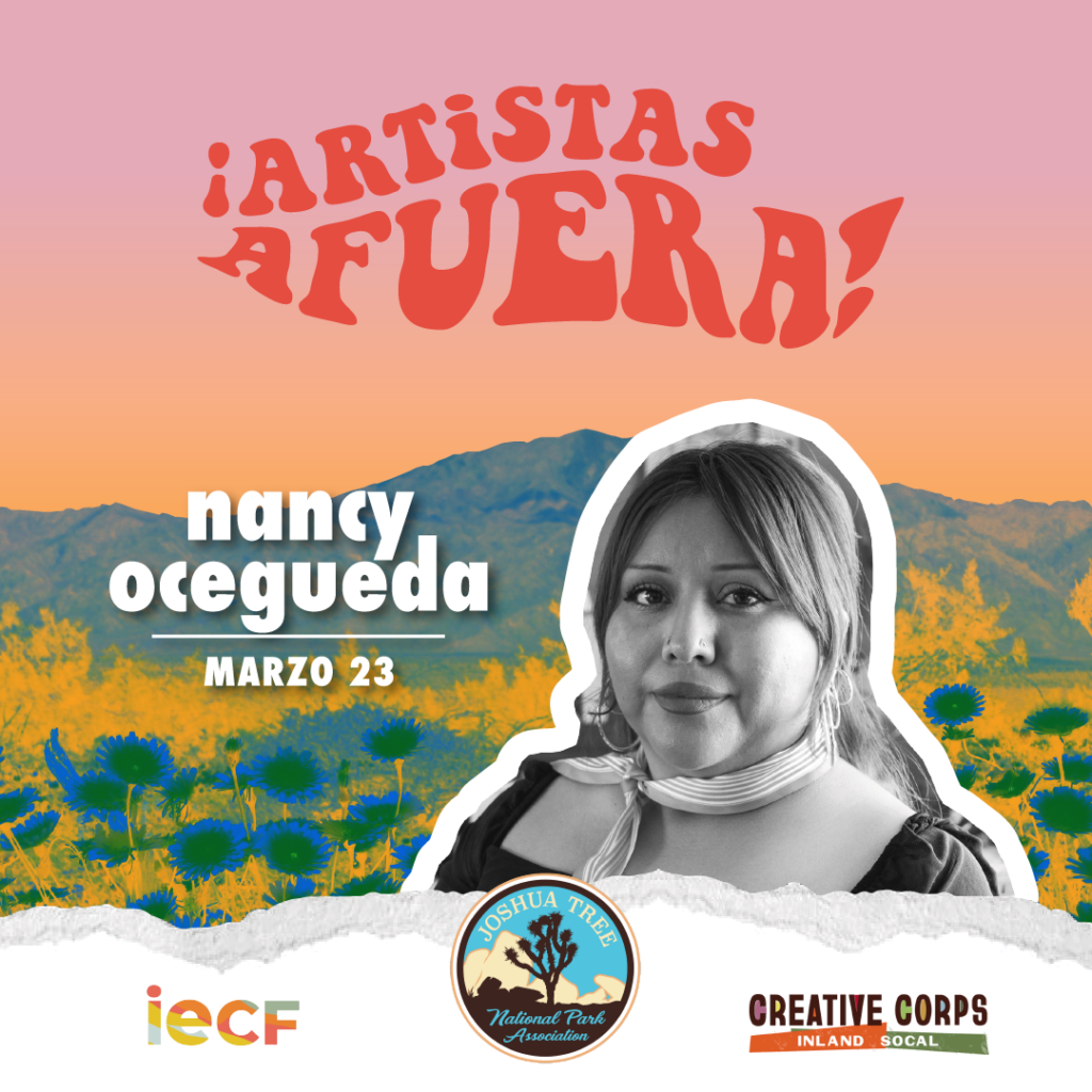 Promotional image for the March featured artist Nancy Ocegueda en espanol.